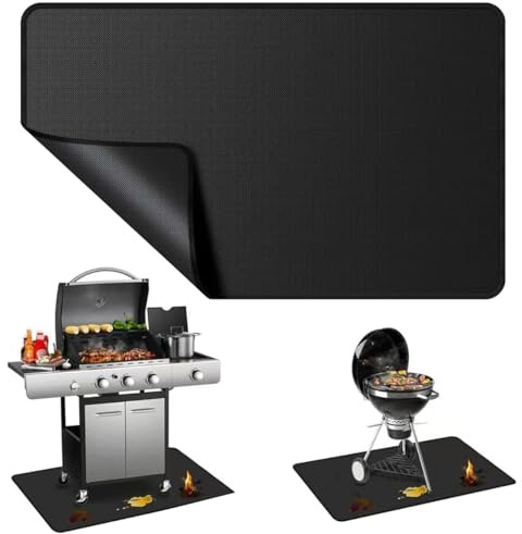 Tapis de barbecue 100 × 150 cm, en silicone en fibre de verre, tapis de protection contre la chaleur, tapis de protection du sol, tapis de protection contre les étincelles, tapis de barbecue pour