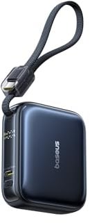 Baseus AC22 Mini Powerbank 10000mAh, PD 45W Power Bank Portatile con Cavo USB-C integrato, Batteria Esterna Ricarica Rapida per iPhone 17/16/15, Samsung S26/S25 Ultra, iPad, Pixel 10/9