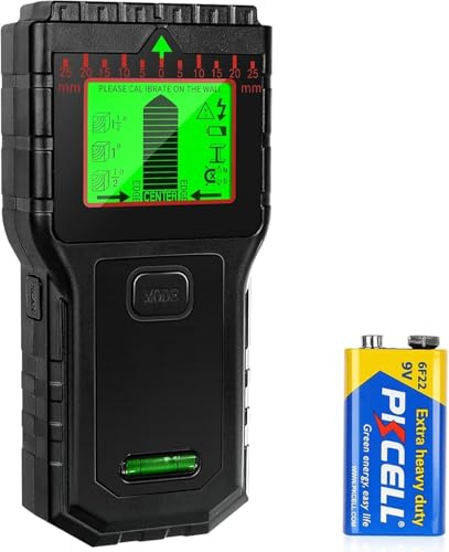 Detector cables y tuberias con pantalla LCD y alarma sonora – Escáner de pared multifunción para madera, metal y cables eléctricos (Naranja) (Negro)