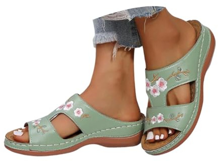 2026 Ciabatte Ortopediche Donna Estive Pelle Anatomiche Sandali Zeppa Comode da Casa Leggere Pantofole Aperta Antiscivolo Arch Support Sandalo Spiaggia Mare