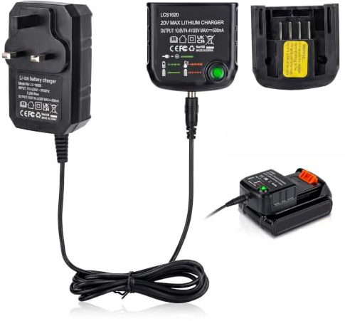 Lithium Ion Battery Charger Replacement for LCS1620 Black and Decker 18V 14.4V 20V Cordless Drill Tool,UK Plug Power Adapter Compatible with LBXR20-OPE LB20 LBX20 LBX4020 LB2X4020 LBXR20BT Slide-in Pa