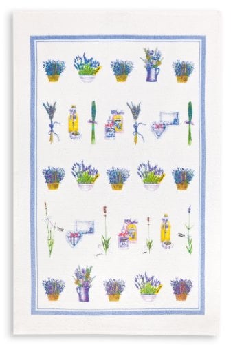 KRACHT, Geschirrtuch Frottier, Druck Lavendelkörbchen, 45/70cm, 100% Baumwolle