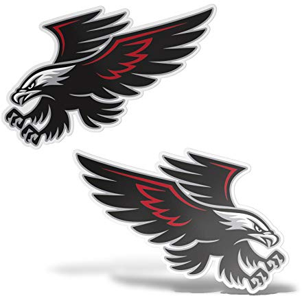 erreinge Aufkleber X2 Hawk Hawks Links und rechts in Shaped Kleber für PVC-Aufkleber-Wand-Wand Auto Moto Helm Camper Laptop - 10 cm