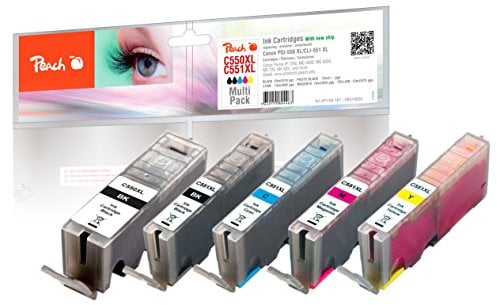 Peach C550/551/555 Spar Pack Druckerpatronen XL (BK, PBK, C, M, Y) ersetzt Canon PGI-550XL, CLI-551XL für z.B. Pixma IP 7250, MX 925, IP 7200, MG 7550