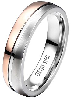 DOOSTI Partnerring/Trauring Bicolor Chirurgischer Edelstahl 316L - inkl. Gratis Gravur