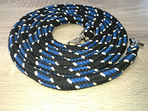 Pferdeseile_DE Baumwollzügel extra schwer Kernmantelseil 3,00 mtr Schwarz-Blau-Natur geschlossen für Pferd, Zügel, Leine, Pet Supplies, Größe 3,00 mtr, Farbe Schwarz-Blau-Natur