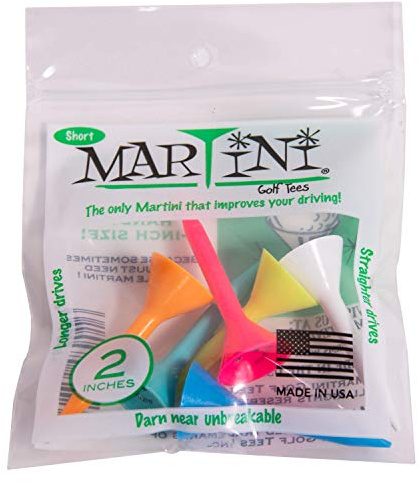 Martini Golf Tees 2 Durable Plastic Tees, Assorted Colors