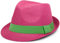 styleBREAKER Trilby Hut, Leichter Papierhut mit kontrastfarbigem Zierband, Unisex 04025002, Farbe:Pink/Grün, Größe:S/M = 56 cm