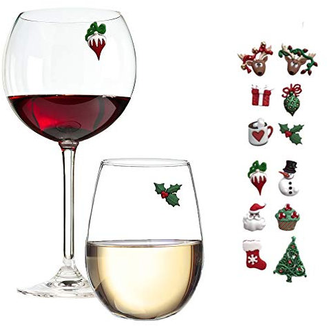 Weihnachts Weinglas Magnetische Verzierung, 12 Stück Weinglas Dekoration Set