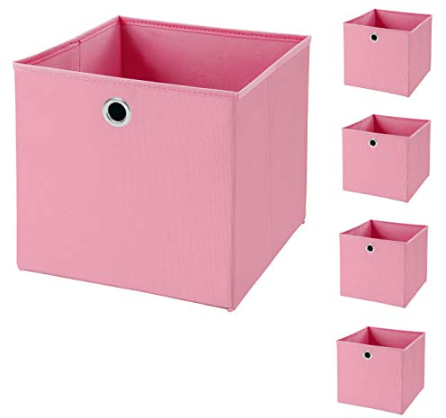 5 Stück Faltbox Rosa 28 x 28 x 28 cm Aufbewahrungsbox faltbar