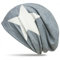 Caspar MU069 Klassiche leichte Slouch Beanie Mütze mit Stern Print, Farbe:grau meliert