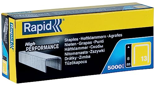 Rapid Caja de Grapas para Textil N.º 13 de Alambre Fino de Acero Galvanizado, 8 mm – 5.000 Grapas