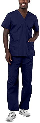 Adar Uniforms Universal Unisex Medical Uniform - Unisex Drawstring Scrub Set - 701 - Navy - M 701NVYM