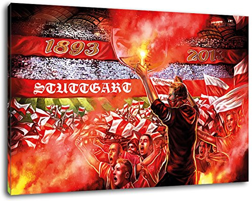 Ultras-Art Stuttgart Collage Format: 80x60, Bild auf Leinwand XL, fertig gerahmt