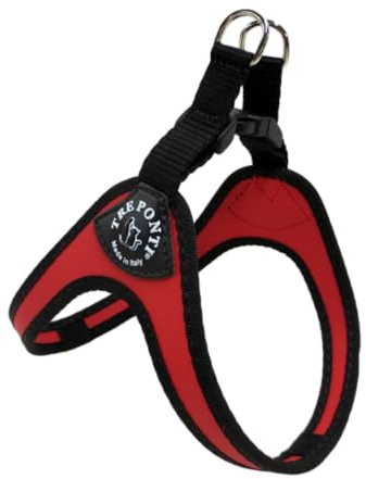 Tre Ponti Geschirr für Hunde, mit Click-Verschluss & schwarzem Rand Rot 3.5