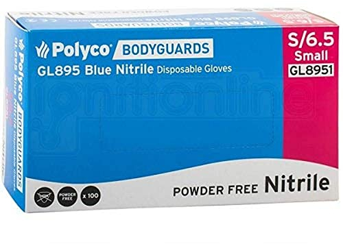 Polyco GL8951 Bodyguards 4 Nitrile Powder Free Disposable Glove, Blue, 2 Count (Pack of 1)