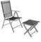 Nexos Klappstuhl Gartenstuhl Campingstuhl Liegestuhl mit Hocker – Sitzmöbel Garten Terrasse Balkon – klappbarer Stuhl aus Aluminium & Kunststoff - schwarz