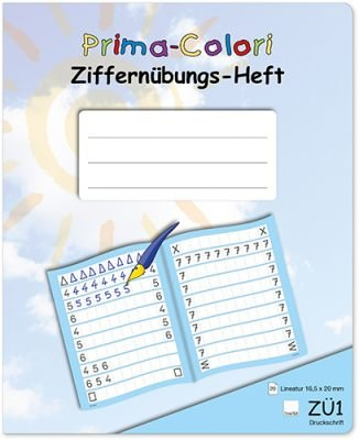 Prima-Colori Ziffernübungs-Heft - ZÜ1 - Druckschrift - Lineatur 16,5 x 20 mm - TimeTEX - FormaTex-Format A5+ - Rechen-Heft - 92343