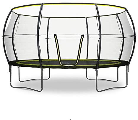 Rebo Base Jump Trampoline With Halo II Enclosure - 4 Sizes Avaliable (14FT) | Outdoor Toys | Spring Length - 180mm, Frame Height - 77cm, Tool Kit and Full Instructions Black