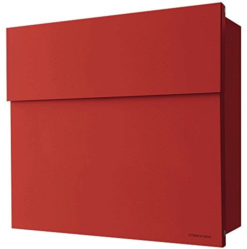 Radius® Designer Briefkasten aus Edelstahl - 10 Jahre Funktions- und Korrosionsgarantie - Postkasten inkl. Montagematerial aus DE – Letterman 4 Rot