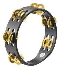 Meinl Percussion Compact Tambourine with Solid Brass Jingles, Double Row-NOT Made in China-Black Finish, 2-Year Warranty (CTA2B-BK)