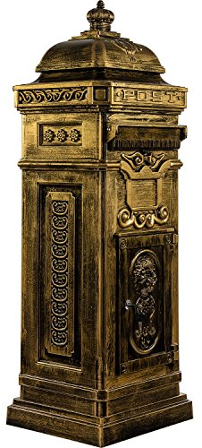 STILISTA boîte aux Lettres Antique sur Pied 102 cm, Aluminium, Couleur au Choix, Laiton