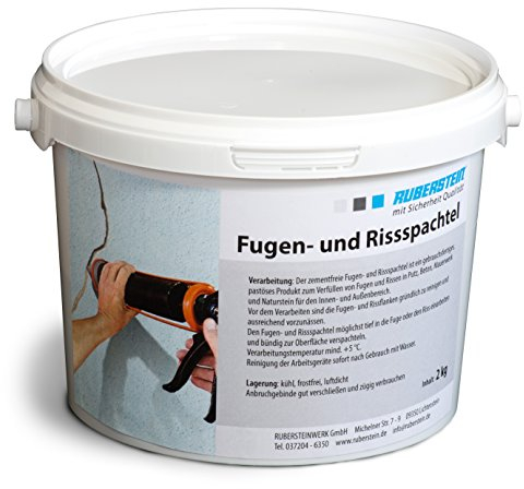 Ruberstein® Fugen- und Rissspachtel, Mörtel für Riss, 2kg gebrauchsfertig im Eimer