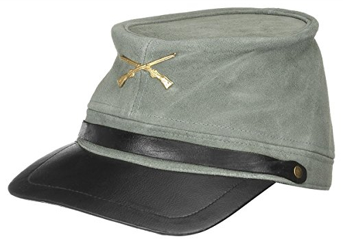 AW-Collection Kavallerie Cap mit Schild aus Wildleder grau gekreuzte Gewehre