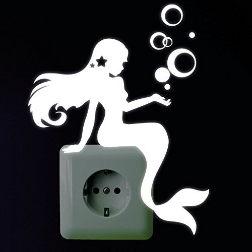 Wandtattoo Loft Fluoreszierende Meerjungfrau Leuchtaufkleber für Steckdose oder Lichtschalter - Wandtattoo fluoreszierende leuchtende Sticker für das Kinderzimmer