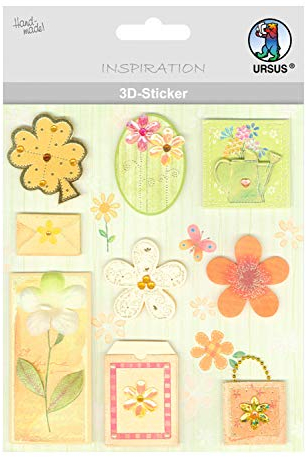 Ursus 56420004 - 3D Sticker Everyday, bestehend aus mehreren Ebenen, aus verschiedenen hochwertigen Materialien, selbstklebend, ideal zum Verzieren von Grußkarten und Geschenken, Motiv 04