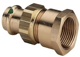 Viega Verschraubung mit SC Sanpress 2262 flachdichtend in 42 mm x Rp1 1/2 Rotguss, 141745