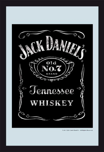 empireposter Jack Daniels Whiskey Logo 3 - Bedruckter Spiegel mit Kunststoff Rahmen in Holzoptik, Kult-Spiegel - Grösse 20x30 cm
