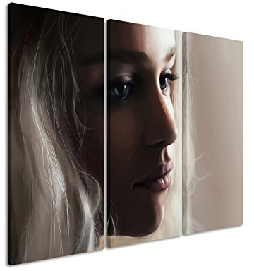 Leinwandbild 3 teilig Game_of_Thrones_Painting_3x90x40cm (Gesamt 120x90cm) _Ausführung schöner Kunstdruck auf echter Leinwand als Wandbild auf Keilrahmen