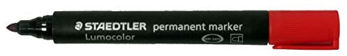 STAEDTLER Lumocolor Bullet Tip Permanent Marker, Red, Pack of 10