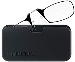 ThinOptics Pod 2.0 Lesebrille mit Schwarzer Rahmen und Kompaktem Universaletui - Lesebrille 2.0 mit Kompaktem Faltbarem Rahmen und Flex-Fit-Technologie