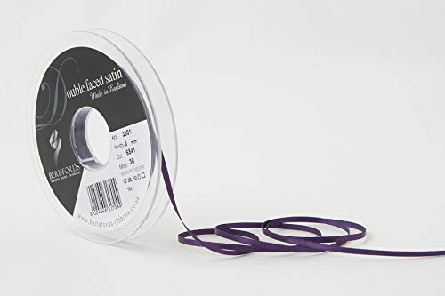 Berisfords Double FACE Poly Satin Ribbon, BlackBerry, 3 mm