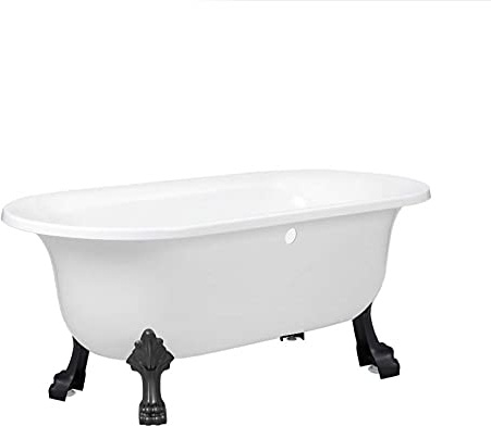 MILANO White 1730 x 780mm Freestanding Roll Top Bath Black Claw Feet