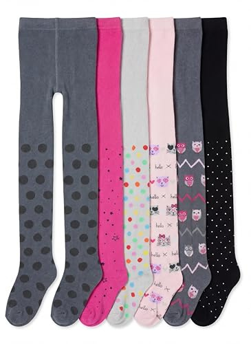 TupTam Strumpfhose Mädchen Bunt Gemustert 6er Pack – Warme Strickstrumpfhosen für Herbst und Winter, Farbe: Farbenmix 2, Größe: 104-110