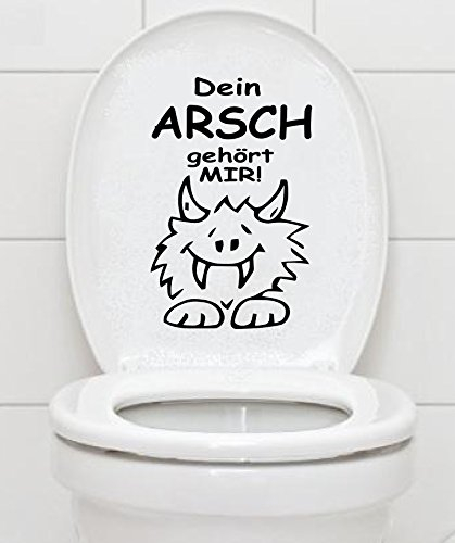 Mabi-IN-Design WC Aufkleber - Dein Arsch GEHÖRT Mir - Bad Klo Toilettendeckel Wandtattoo B377 (schwarz)