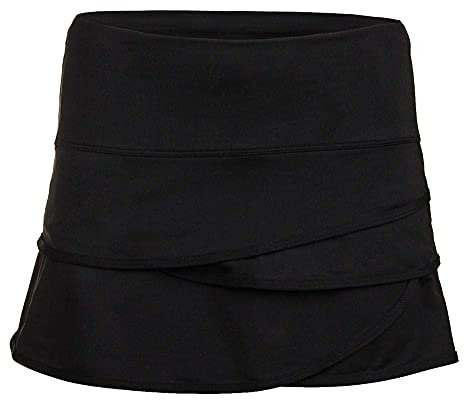 Lucky In Love Womens Scallop Tennis Skirt, Premium Moisture-Wicking Athletic Skort for Tennis, Pickleball, Padel & Workout (Black, Large)
