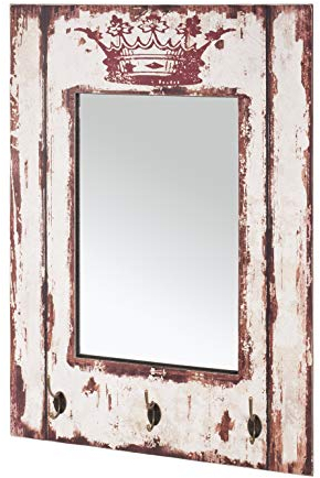 HAKU Möbel Wandgarderobe Motiv, Vintage, MDF, Metall, Spiegel - Maße: B 52 cm x H 80 cm x T 10 cm, Style: Industrial
