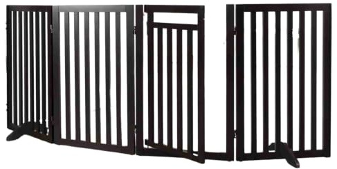 TRIXIE Pet Products Hundebarriere mit Durchgehender Haustiertür, Konvertierbare Gittererweiterung für Tiere, Holz, Tall, espressobraun