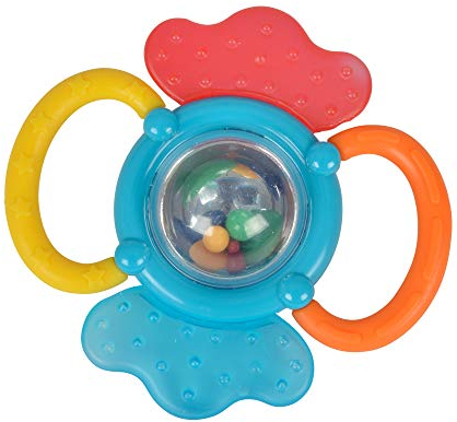 Simba 104013558 - ABC Activity Rassel, Zahnhilfe mit Holographspiegel und Rassel, 12cm, ab 3 Monaten