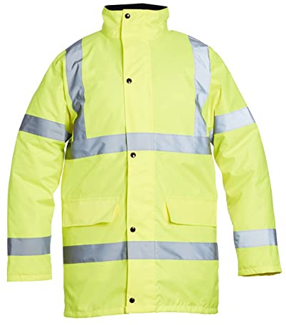 Blackrock Yellow Hi Vis Waterproof Jacket, Size Large, Fully EN Certified | Men’s and Women's Reflective Work Jacket, High Visibility Safety Workwear, Comfort Fleece Lined Collar and Quilt Lined Coat
