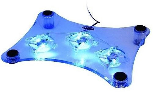 Genérico - Soporte refrigerador para portátil (3 Ventiladores, 3000 RPM, LED), Color Azul
