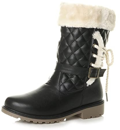 AJVANI flat thick sole quilted fur lined winter boots size 7 40