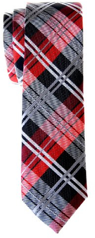 Retreez Herren Schmale Gewebte Krawatte Elegante Tartan Plaid Karo 5 cm - schwarz und rot