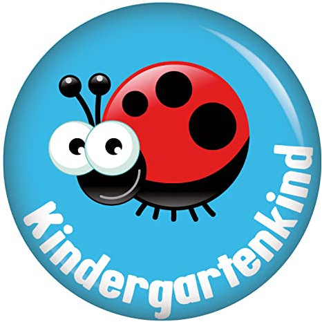 Kiwikatze Kindergartenkind Marienkäfer Button 37mm Ansteckbutton Kindergarten Geschenke für Kinder Kita Rucksack Einschulung Geschenk Deko Geschenke Kalender Countdown Ansteckpins Ansteckbutton