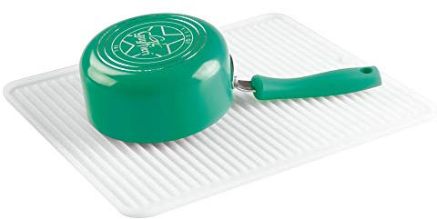 iDesign Dish Drainer Mat, Large Silicone Draining Board Mat for Kitchen Sink, Practical Drip Tray for Sink and Kitchen Countertop, Clear