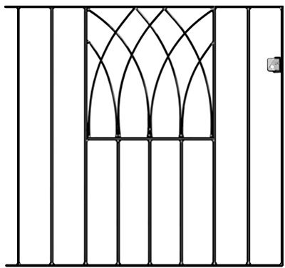 Abbey Modern Low Flat Top Single Gate - Solid Steel - Fits Gap of 991 mm x 812 mm High - Electro Galvanised/Black Powder Coated